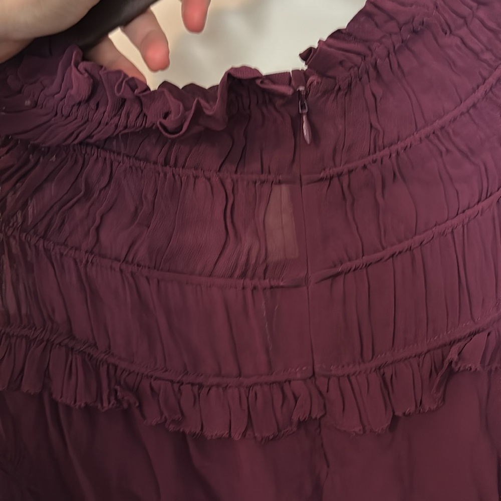 FARM Rio Deep Burgundy Ruffled Long-Sleeve Blouse - Picture 4 of 5